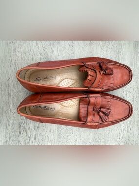 Santoni Tassel Kiltie Loafers Women 11 D Brown Leather Vero Cuoio Made In Italy